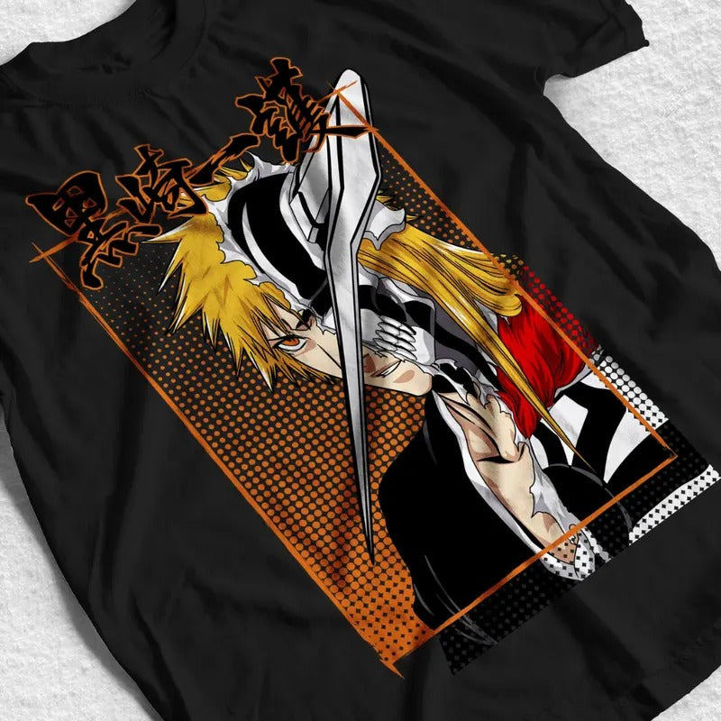 Bleach Anime T-Shirt & Sweatshirt, Ichigo Half Vasto Lorde Graphic Tee, Anime Manga Lover Gifts Ball Cotton Hoodie