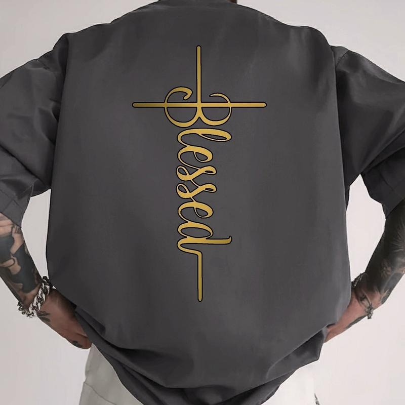 Blessed Christian Cross Tee Pure Cotton Casual Street Style Crew Neck Short Sleeve T-Shirt Trendy Christian Tops...