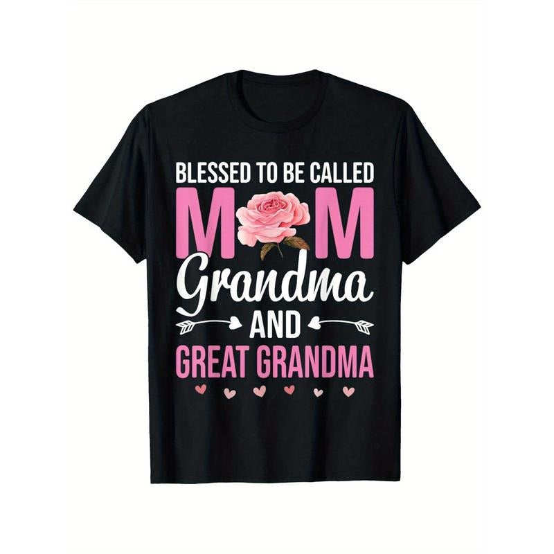 Blessed To Be Called Mom Grandma Great Grandma Mother'S Day T-Shirt - Casual Crew Neck Cotton T- shirt, Super Soft,...