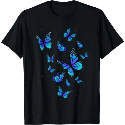 Blue Butterfly Art Garden Beautiful Butterflies T-Shirt Made in USA Hoodie, Sweatshirt | UrbanDripWear.com