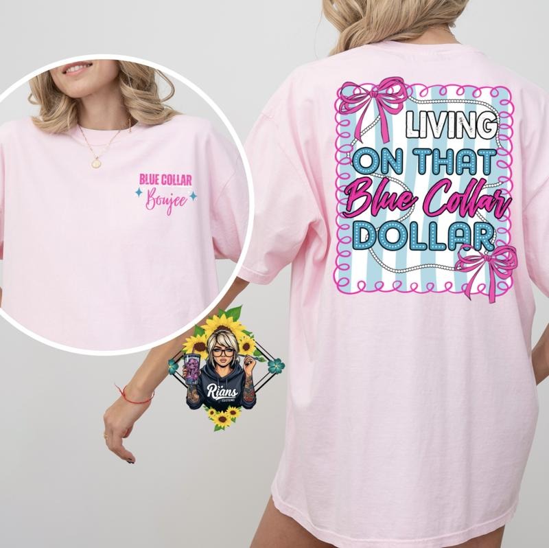 Blue Collar Boujee Living on That Blue Collar Dollar T-Shirt with Graphic Design Hoodie, Sweatshirt | UrbanDripWear.com