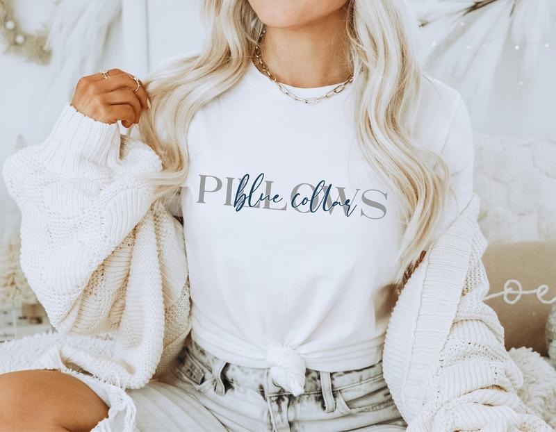 Blue Collar Pillows Shirt Blue Collar Pillows T-shirt Blue Collar Gf Blue Collar Wife Funny Wife Gift Funny Girlfriend...