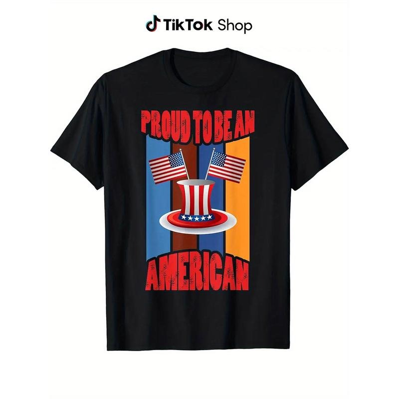 Patriotic "Proud to be American" USA Flag Graphic T-Shirt
