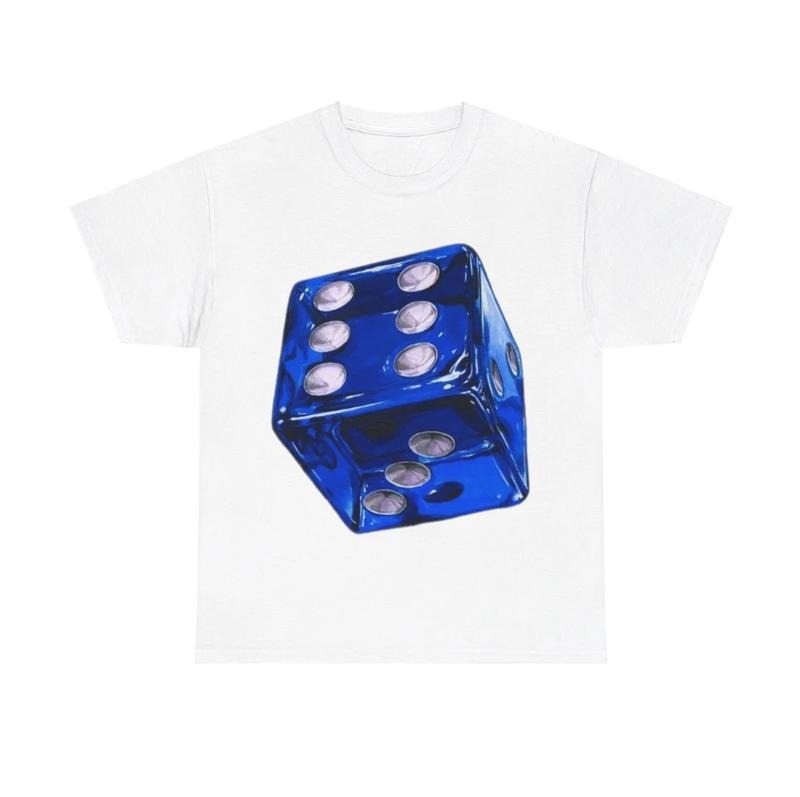 Blue Dice Graphic White Black Tshirt Y2K Streetwear Tee Fashion Hoodie, Sweatshirt | UrbanDripWear.com
