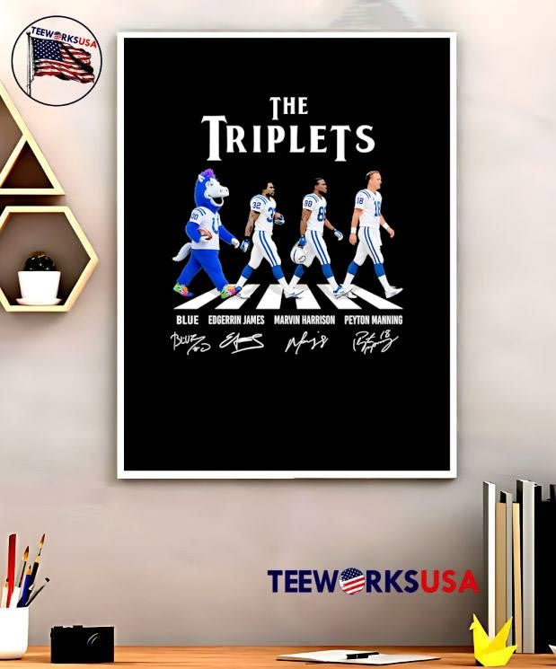 Blue, Edgerrin James, Marvin Harrison, Peyton Manning The Triplets Colts T-Shirt