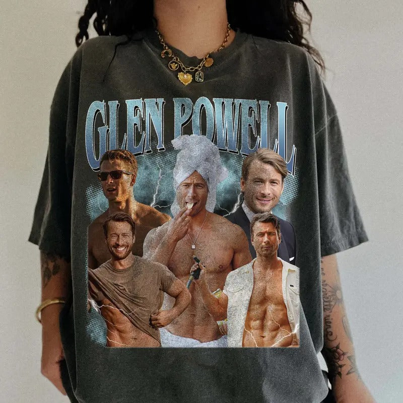 Blue Glen Powell Vintage Gildan & Comfort Colors T-shirt, Sweatshirt, Hoodie | UrbanDripWear.com