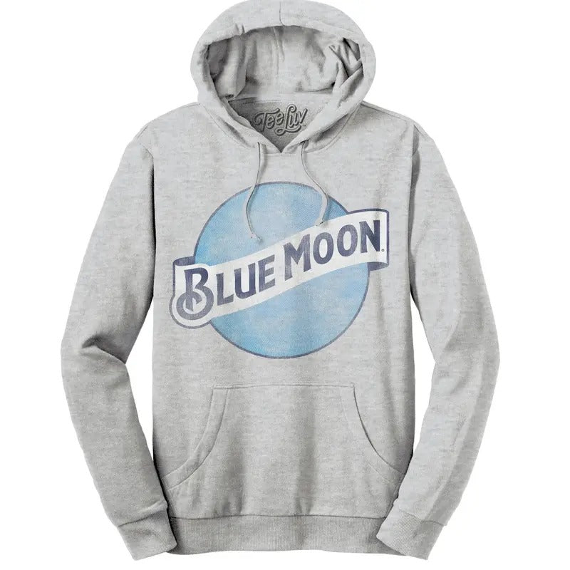 Blue Moon Logo Pullover Hooded Sweatshirt - Gray T-Shirts, Hoodie | UrbanDripWear.com