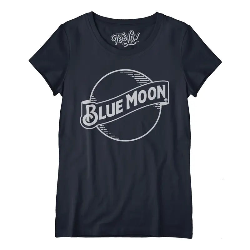 Blue Moon Logo Women's Scoopneck T-Shirt - Navy Hoodie, Sweatshirt | UrbanDripWear.com
