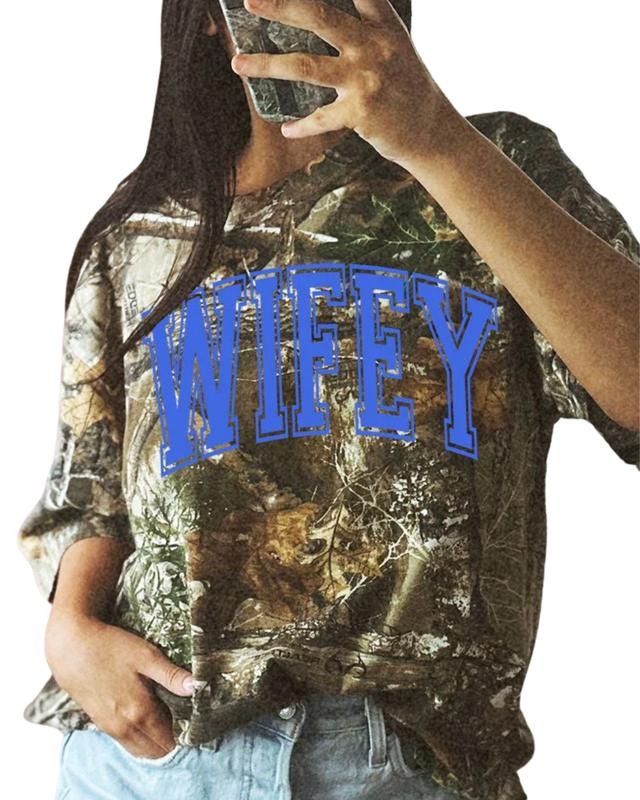 Blue Wifey Combined Arch Realtree Camo T-Shirt Hoodie, Sweatshirt | UrbanDripWear.com