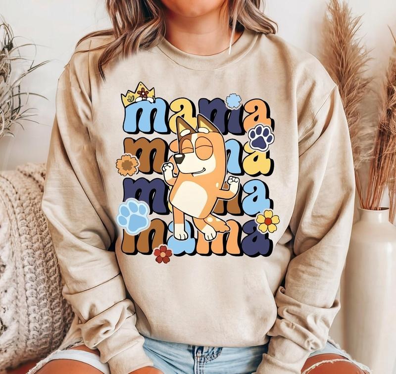 Bluey Mama Crewneck T-Shirt & Sweatshirt, Bluey Mom Shirt, Bluey Mother's Day Shirt, Bluey Mum Shirts, Bluey Chilli...