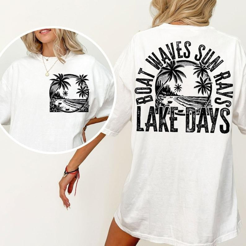 Boat Waves Sun Rays Lake Days  Lake Shirt  Retro Summer  Hello Summer  Beach  Retro Lake Summer Hoodie, Sweatshirt