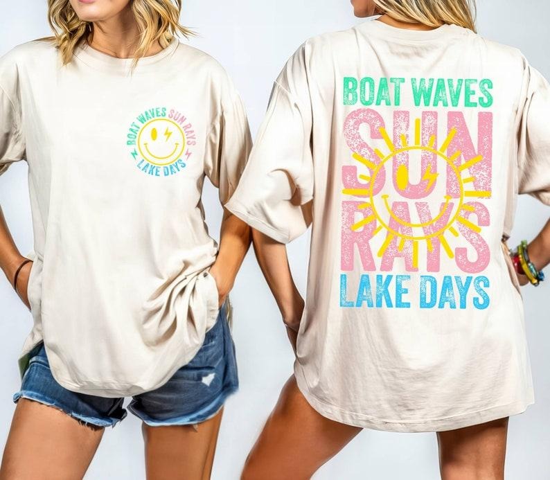 Boat Waves Sun Rays Lake Days Shirt, Retro Summer Shirt, Retro Summer Shirt, Lake Life Shirt,Lake Vacation Shirt,Beach...