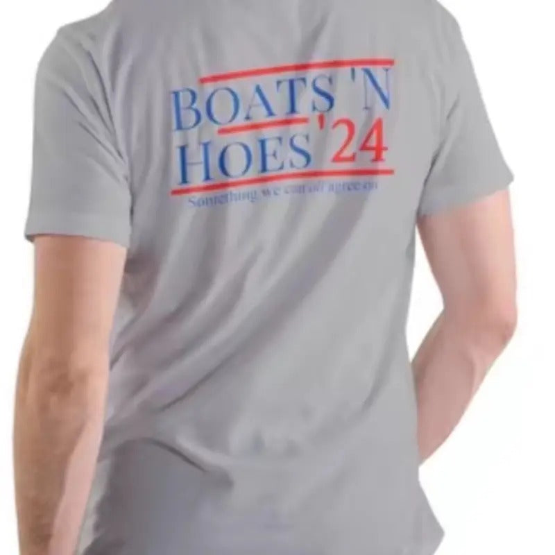 Boats and Hoes 2024 Unisex T-Shirt Cotton Casual Top with Red and Blue Print Hoodie, Sweatshirt | UrbanDripWear.com