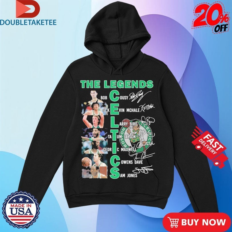 Bob Cousy Kevin Mchale Larry Bird Tatum Jayson Cedric Maxwell Cowens Dave Sam Jones Boston Celtics The Legends Signatures Shirts