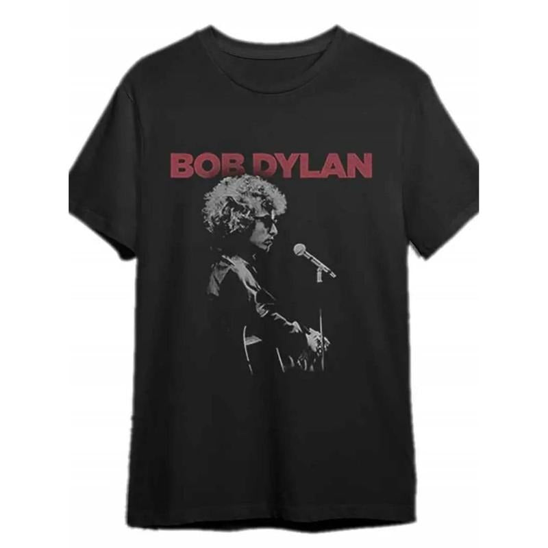Bob Dylan patterned printed T-shirt, round neck, medium elasticity, regular style, suitable for men and teenagers, ideal...