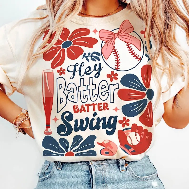 Boho Baseball Batter Batter Swing Tshirt, Retro Checkered Baseball Coquette Shirt, Game Day Baseball Coquette Tee,Funny...
