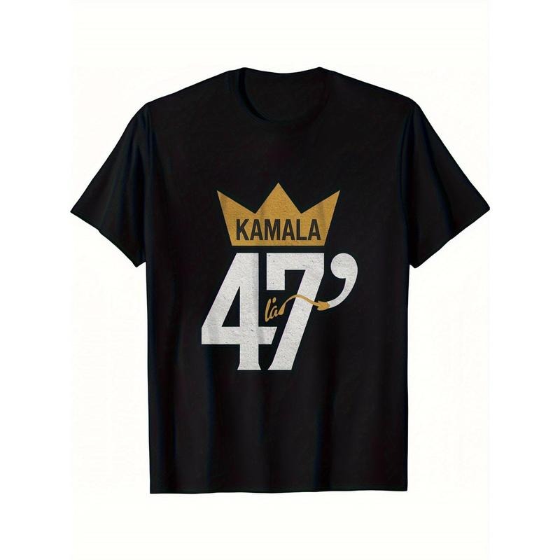 Boho Chic Cotton T-Shirt - "476" & Crown Design, Comfortable Crew Neck, Short Sleeve, Glossy Finish, 100% Cotton, Casual...
