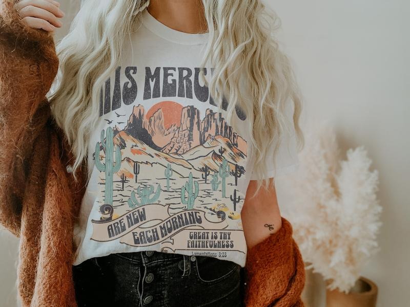 Boho Christian Shirts, Jesus Apparel Faith Based Shirt His Mercies Are New Best Price Hoodie, Sweatshirt | UrbanDripWear.com