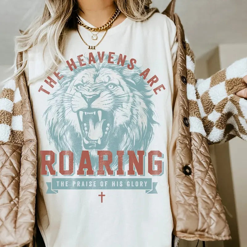 Boho Christian T-Shirt, The Heavens Are Roaring Christian Sweatshirt, Bible Verse Shirt, Trendy Christians T Shirts,...