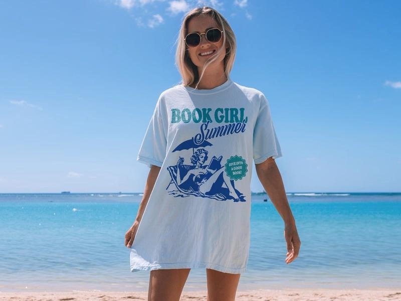 Book Girl Summer Shirt, Beach Book Lover Shirt, Summer Bookish Shirt, Funny Reader Beach Shirt, Bookish Vacation Shirt,...