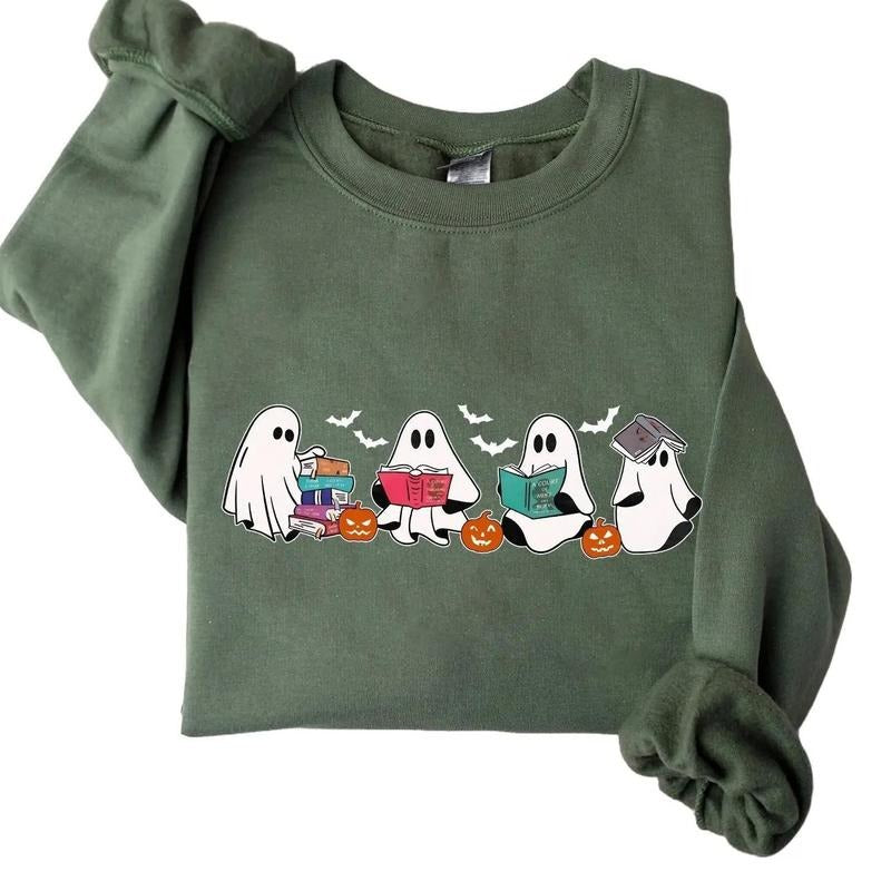 Bookish Ghost Halloween Sweatshirt Hoodie Tshirt, Halloween 2024 Gifts | UrbanDripWear.com