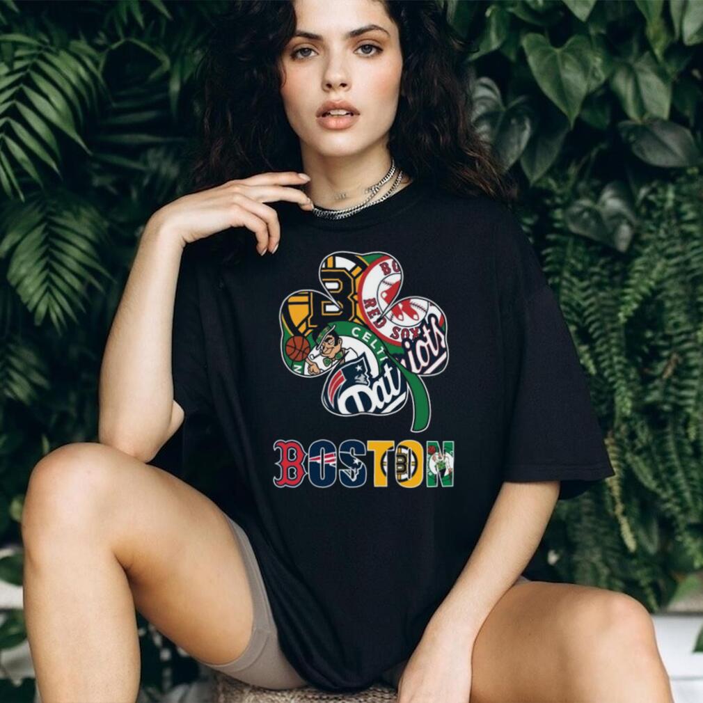 Boston Sports Shamrock Four Leaf Clover Teams Logo T Shirt
