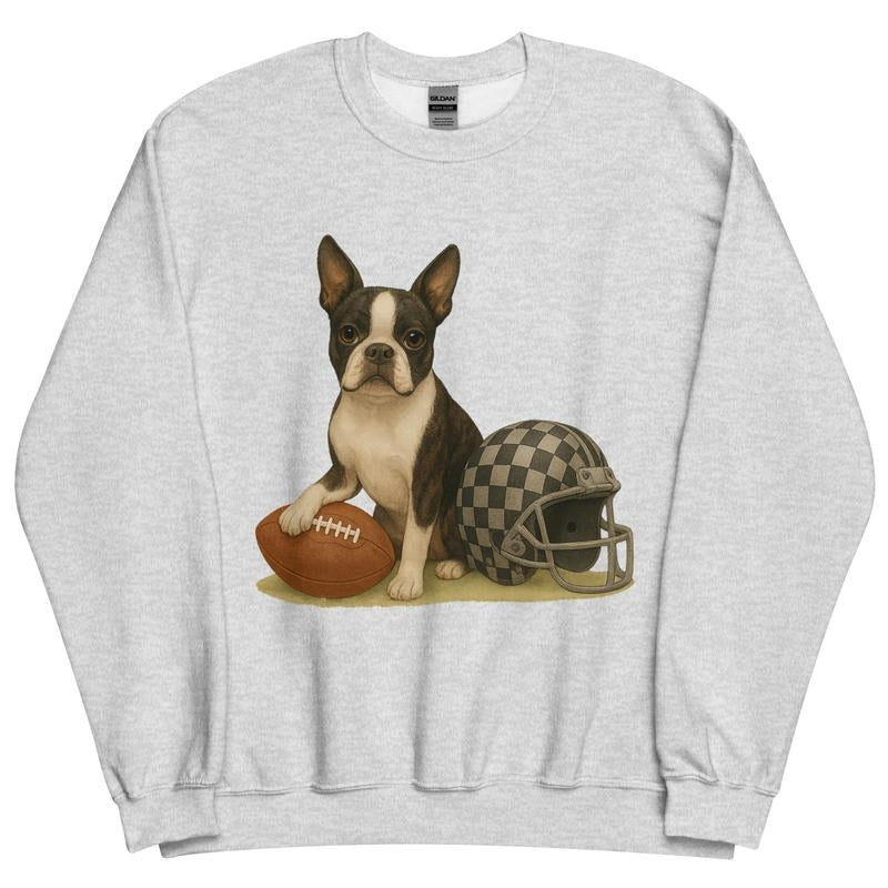 Boston Terrier Football Sweatshirt - Unisex Apparel Relaxed Fit Printed In The USA Clothing Womenswear Casual Comfort...