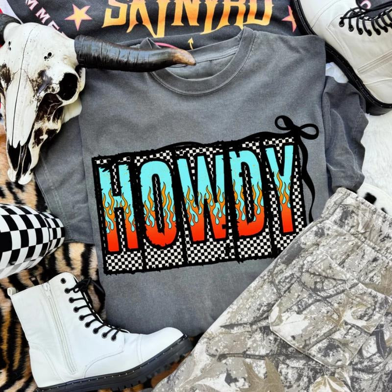 Bow Howdy  Flames Shirt, vintage western graphic tees, western outfits women, women's graphic tees, western clothing,...