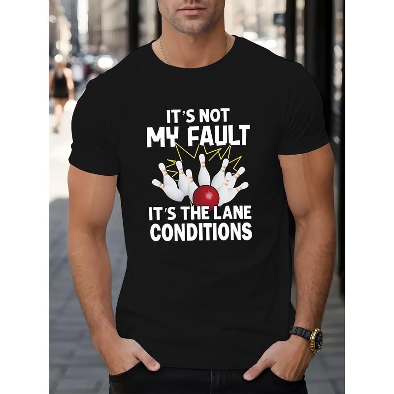 Bowling Men's Summer Short-sleeved T-shirts, Fashionable And Trendy Printed Men's Bottoming Shirts, Male Teenagers'...
