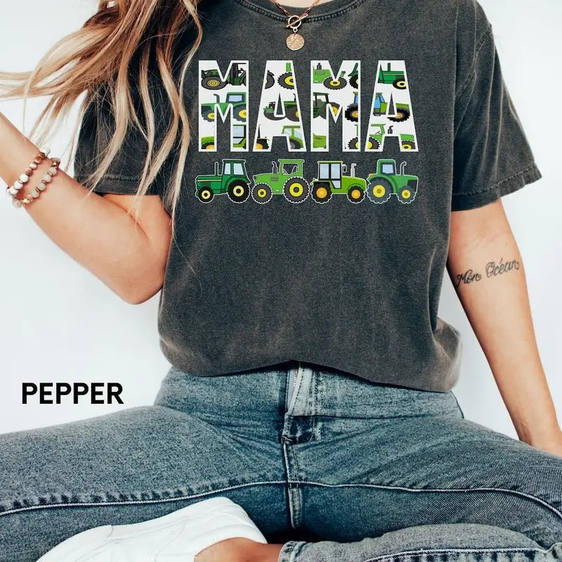 Boy Mama Shirt, Tractor Shirt, Green Tractor Mom, Boy Mother, Mommy Shirt Hoodie, Sweatshirt | UrbanDripWear.com