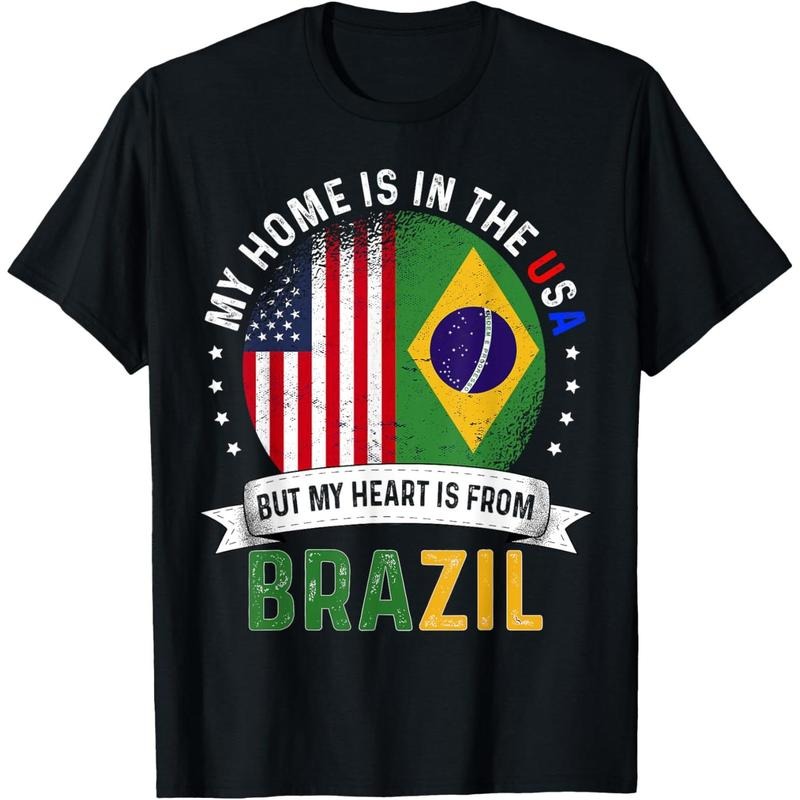 Brazilian American Patriot Heart is from Brazil Flag T-Shirt made in usa Hoodie, Sweatshirt | UrbanDripWear.com