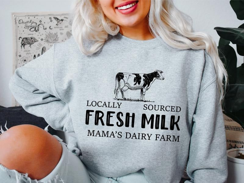 Breastfeeding Sweatshirt, Locally Sourced Fresh Milk Hoodie, Mama's Dairy Farm Sweater, Breast Feeding Hoodie, New Mom...