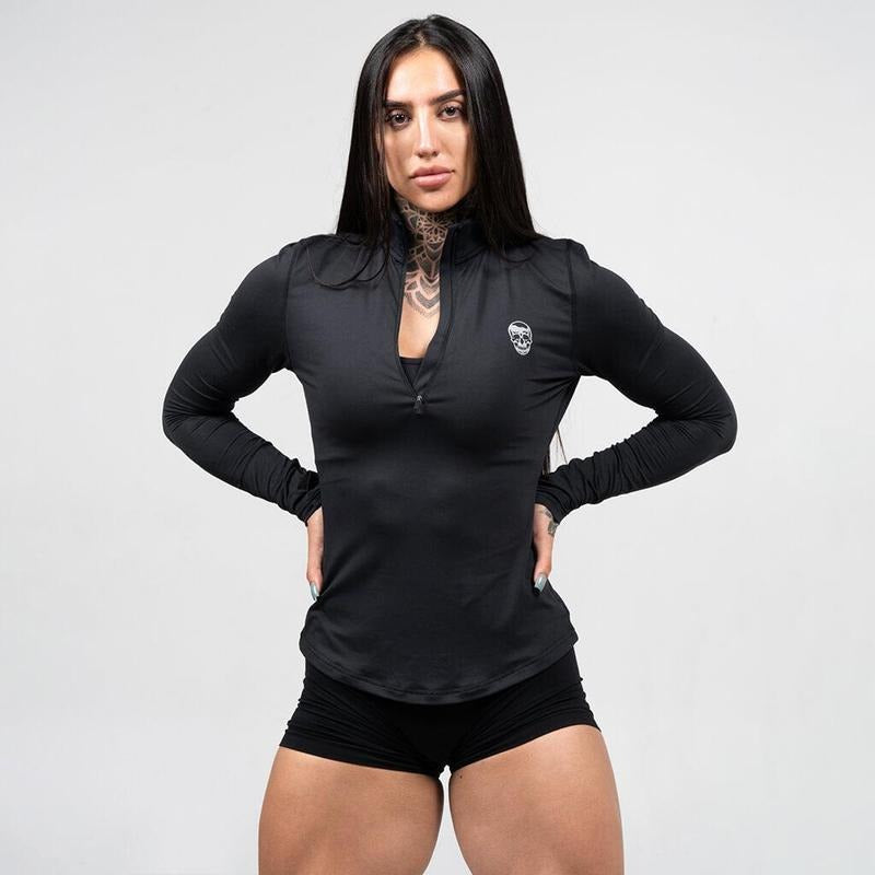 Breathable Women's Gymreapers Quarter Zip T-Shirt for Optimal Performance, Summer Season Hoodie, Sweatshirt
