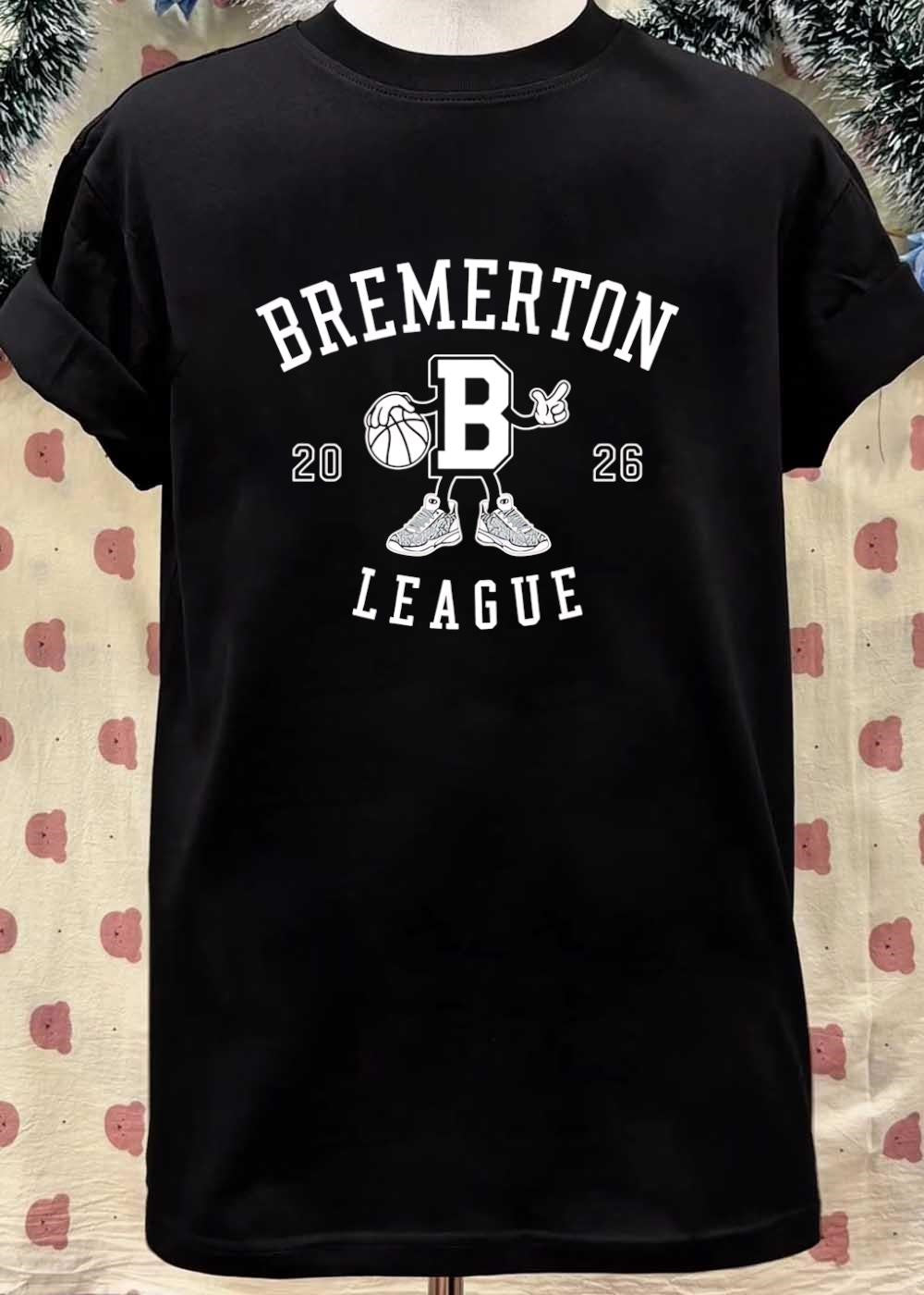 Bremerton League 20 26 Basketball Character Playing Graphic T-Shirt