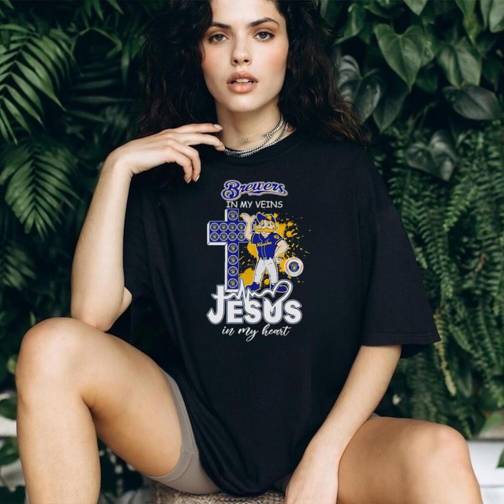 Brewers In My Veins Jesus In My Heart Milwaukee Baseball Faith Fan T Shirt