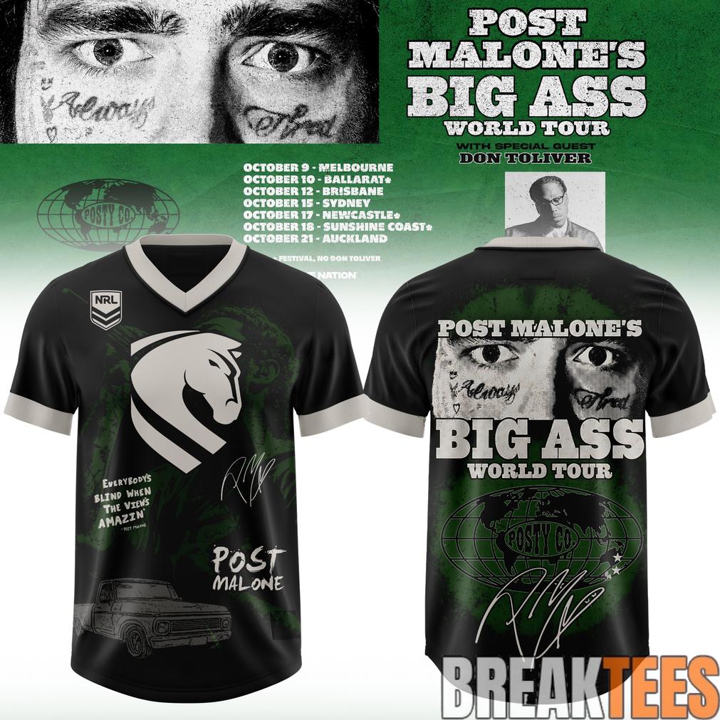 Brisbane Broncos x Post Malone Big Ass World Tour 2026 Football Jersey