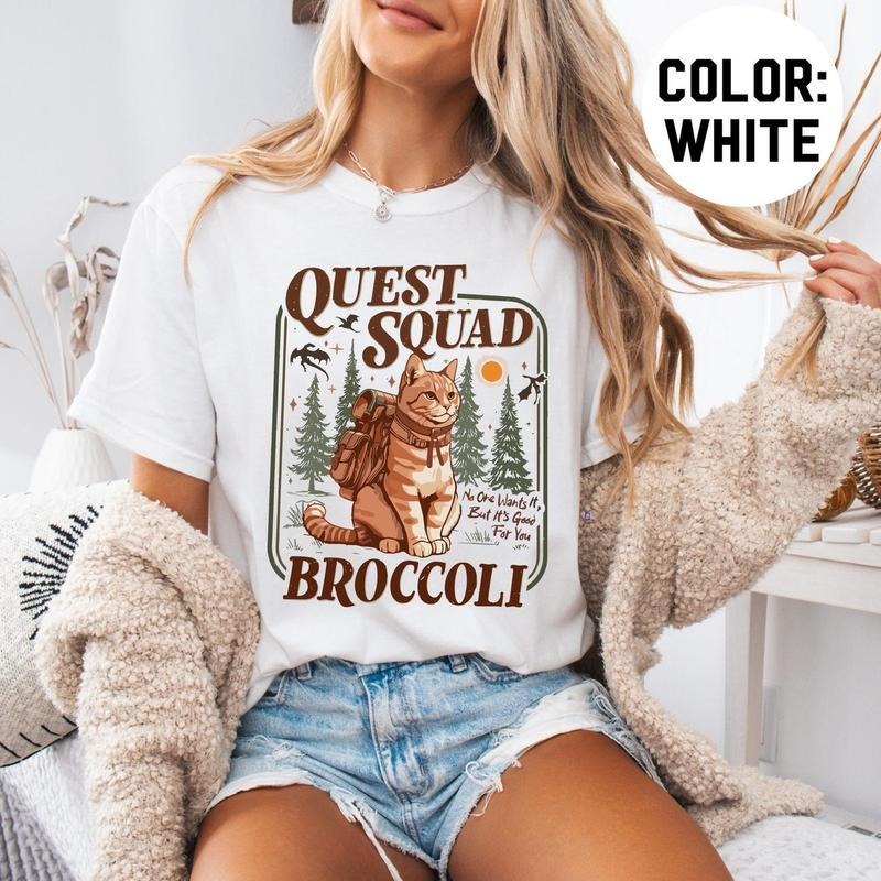 Broccoli Cat Shirt - Onyx Storm Quest Squad Tee - Ridoc Romantasy Fan Gift Hoodie, Sweatshirt | UrbanDripWear.com