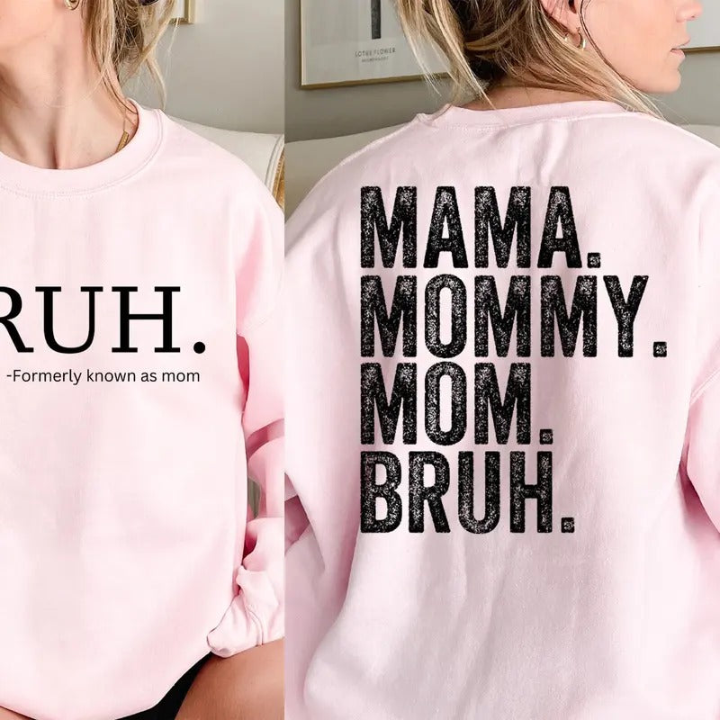 Bruh Formerly Known as Mom, Funny Sweater Casual Street Style Fleece Crewneck Pullover Sweatshirt Tops Trendy for Women...