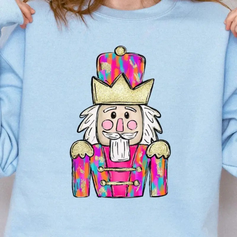 Brushed Colorful Nutcracker NuBlend Crew Sweatshirt  CHRISTMAS 2024 T-Shirts, Hoodie | UrbanDripWear.com