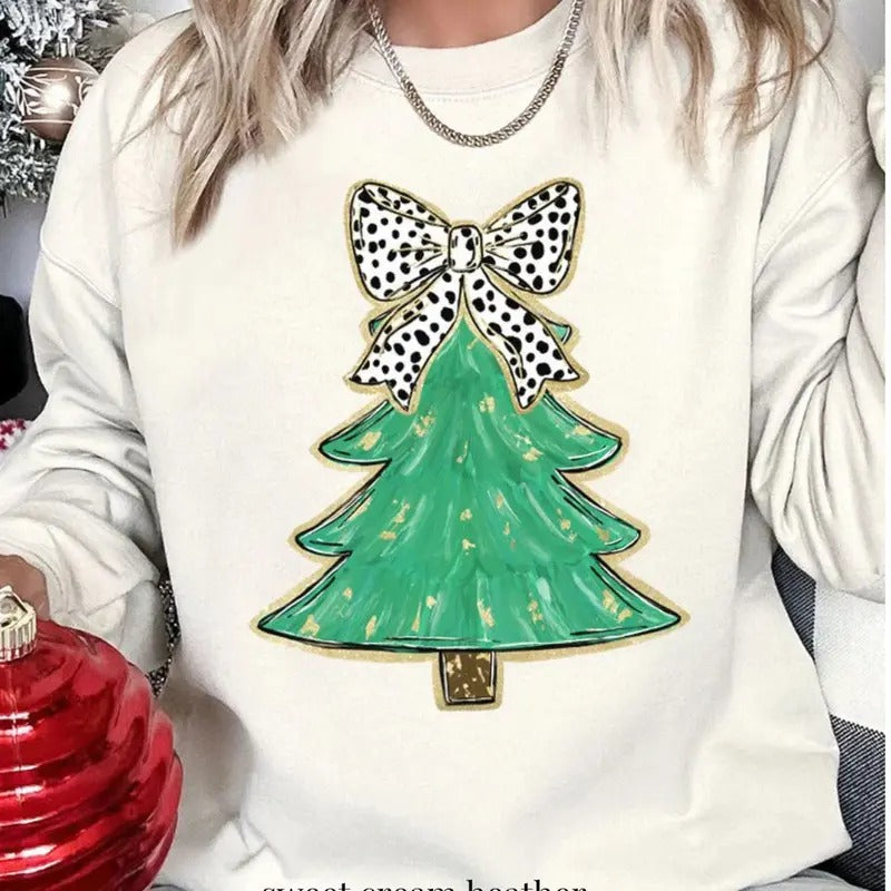 Brushed Green Christmas Tree NuBlend Crew Sweatshirt  CHRISTMAS 2024 T-Shirts, Hoodie | UrbanDripWear.com