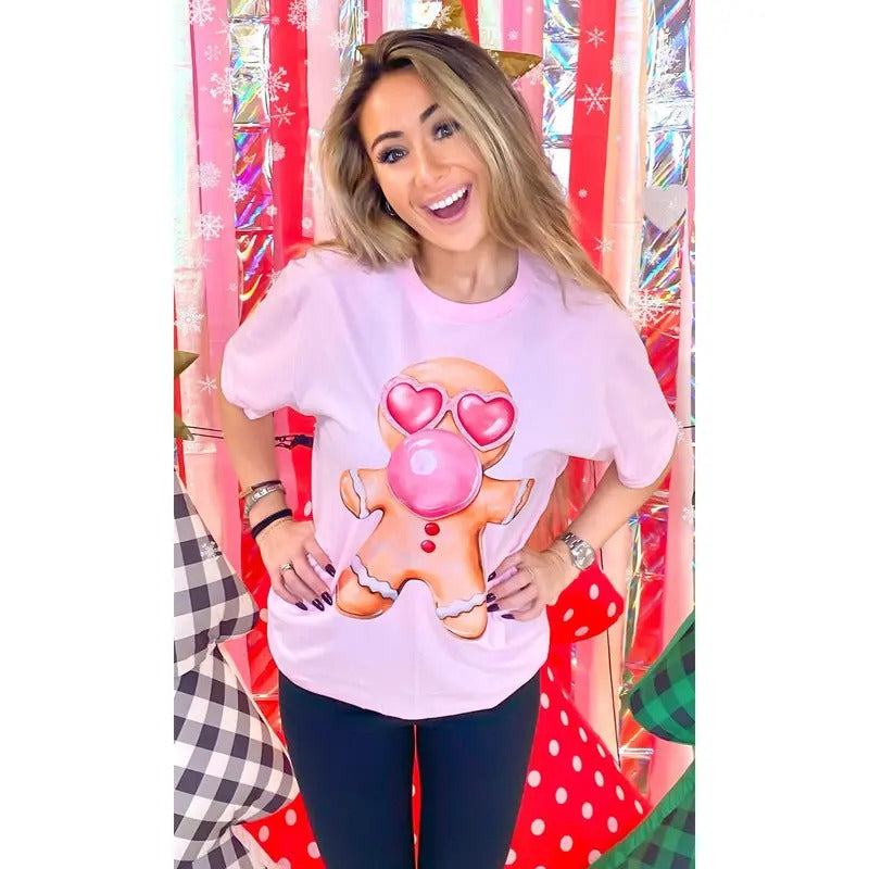 Bubble Gum Gingerbread Christmas Graphic T-Shirt Hoodie, Sweatshirt | UrbanDripWear.com