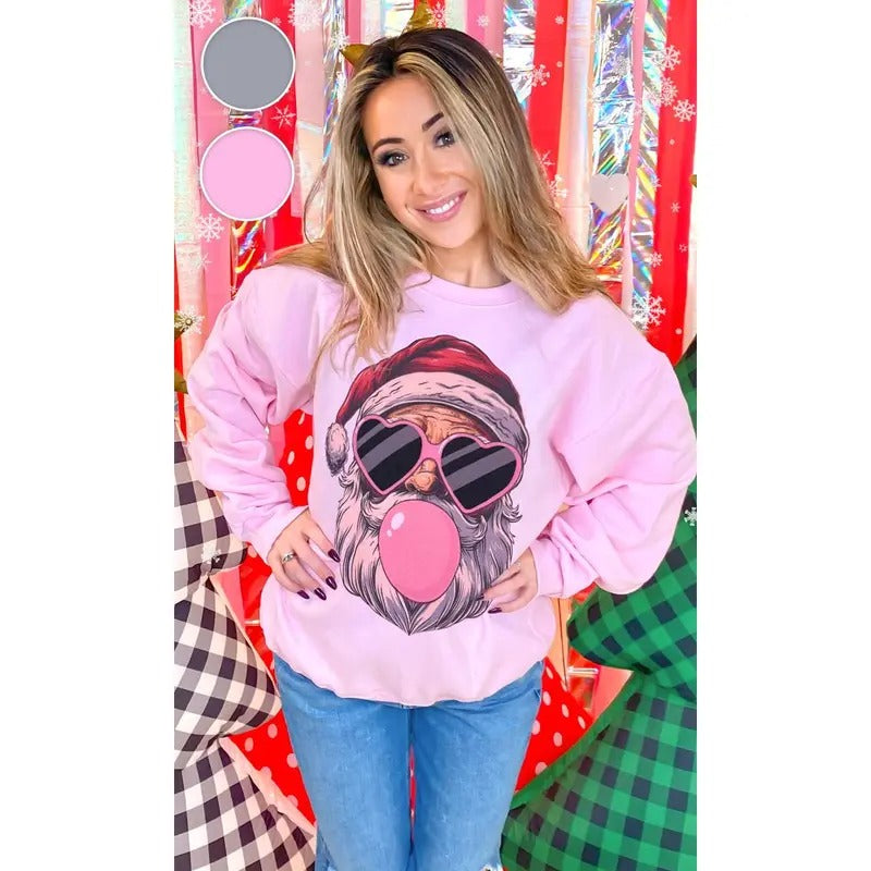 Bubble Gum Santa Christmas Graphic Sweatshirt T-Shirts, Hoodie | UrbanDripWear.com
