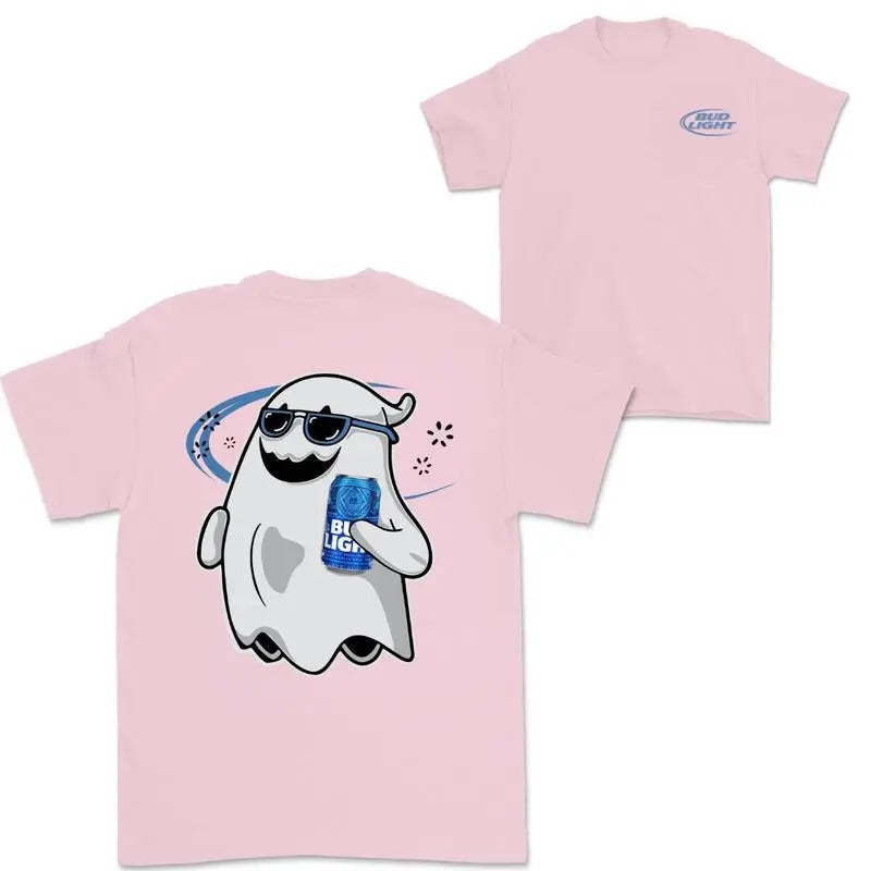 Bud Light Ghost Halloween Double Sided Tshirt for Men and Women - Cotton Hoodie, Sweatshirt | UrbanDripWear.com