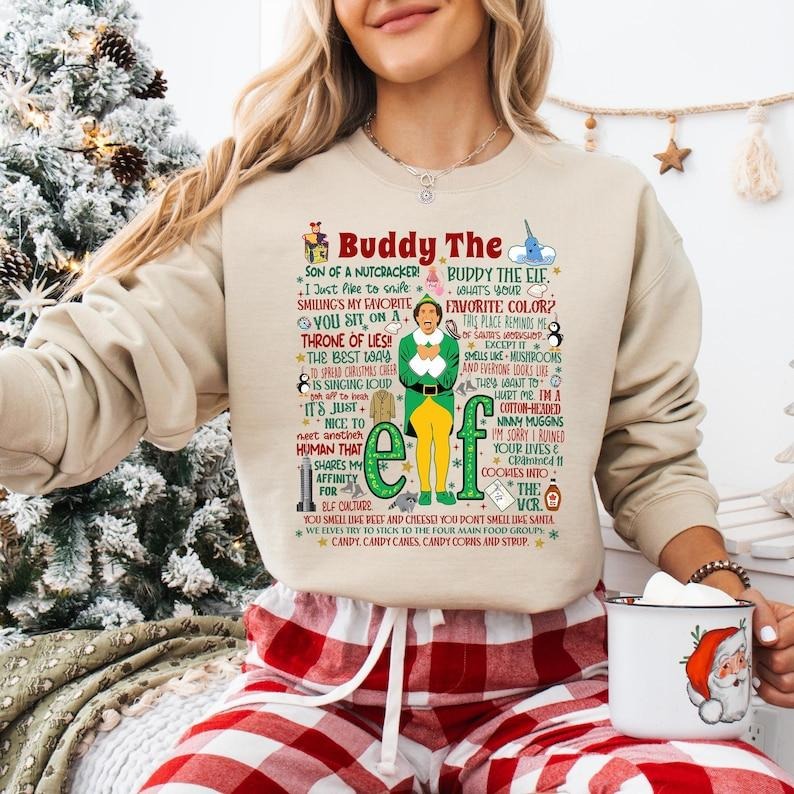 Buddy The Elf Christmas Sweatshirt, Funny Elf Buddy T-shirt, OMG Santa I Know Him Tee, Buddy Christmas Shirt, Son Of...