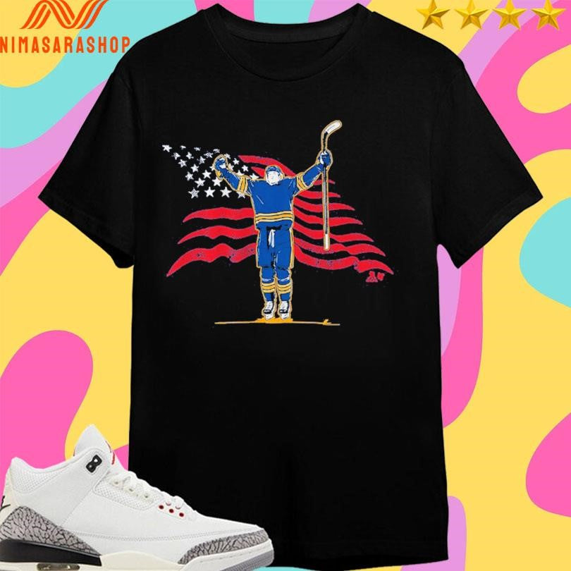 Buffalo Sabres Tage Thompson Stars And Stripes Superstar Pose Shirts
