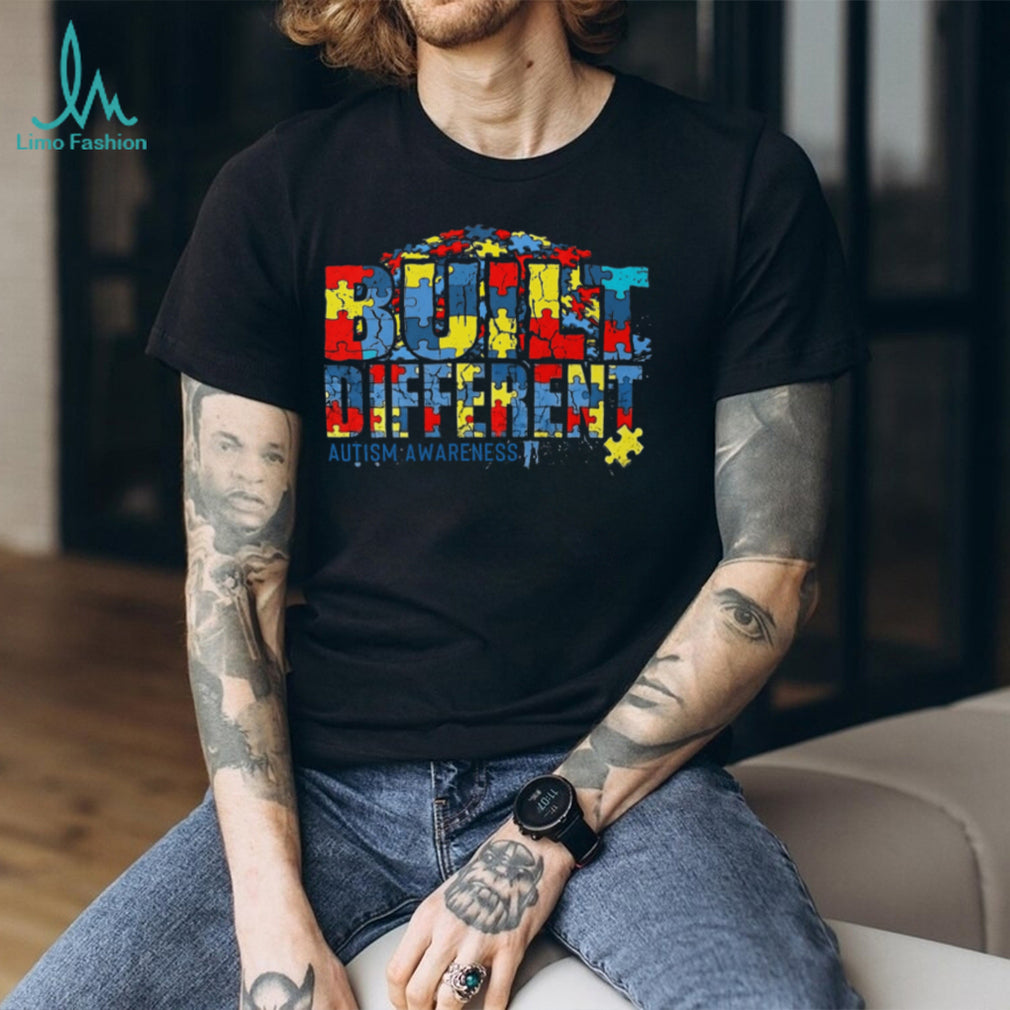 Built Different Autism Awareness Puzzle Piece Graphic Long Sleeve T Shirt