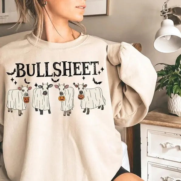 Bull Sheet Shirt, Halloween Bull Sweatshirt, Ghost Cows Tee, Funny Cow T-shirt, Fall Cow Lover Shirt, Spooky Season...