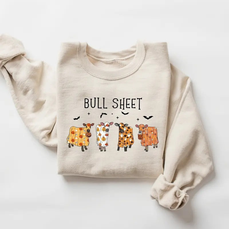 Bull Sheet Sweatshirt, Ghost Cows Halloween Shirt, Spooky Cow Halloween Shirt, Western Halloween Shirt, Cow Lover Gift,...