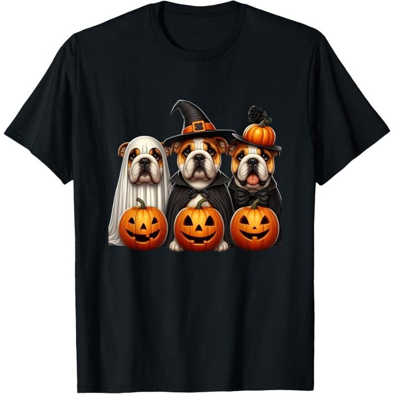 Bulldog Ghost Halloween Dog Lovers T-Shirt . made in usa Hoodie, Sweatshirt | UrbanDripWear.com