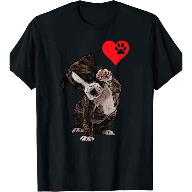 Bulldog and boxing Dog lover T-shirt - 100% pure cotton, short sleeve, regular style, cartoon pattern